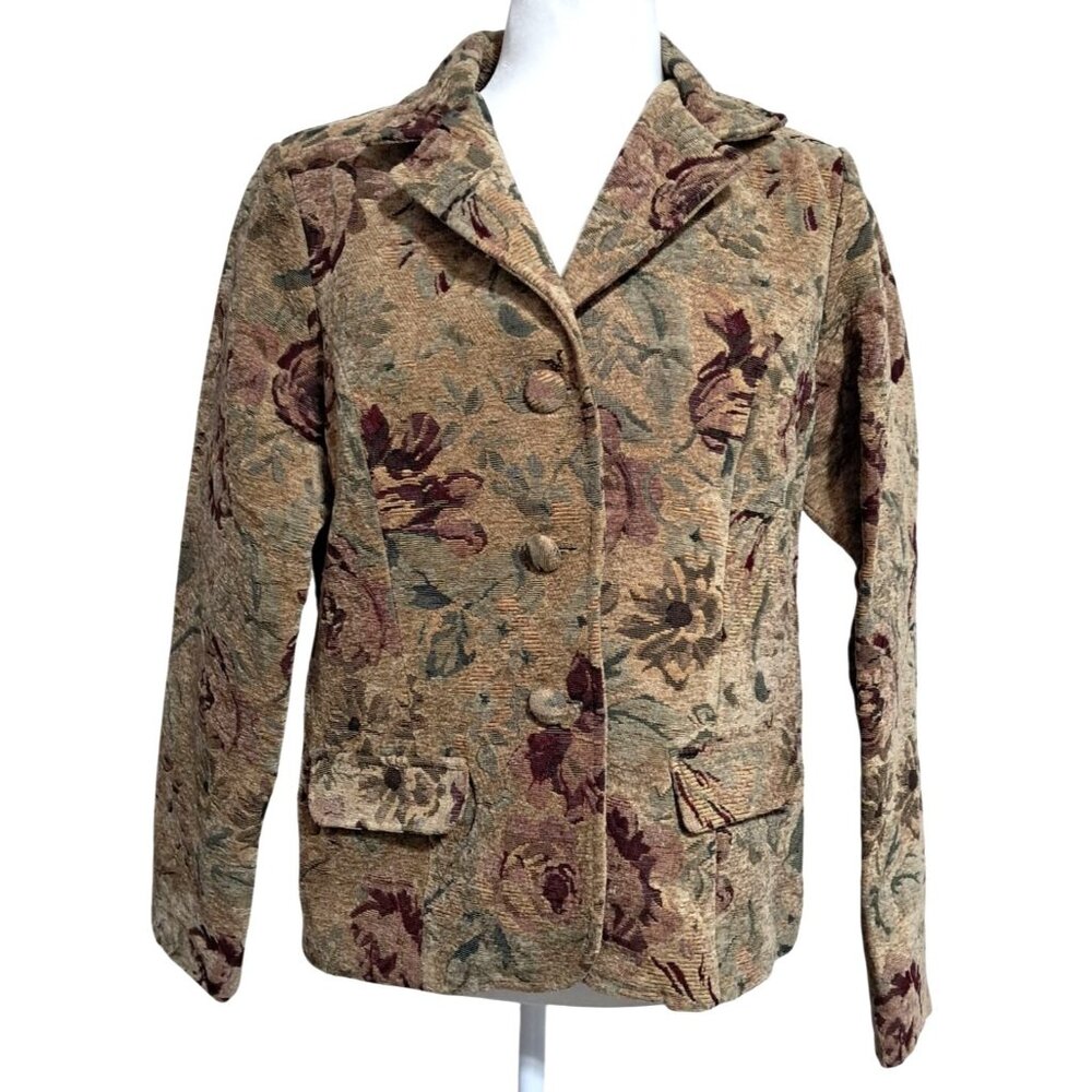 Vintage‎ Floral Tapestry Blazer Jacket Womens Size S By JJ Boutique Button-Front